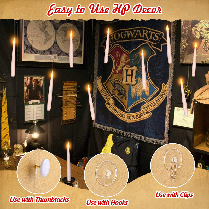Velas flutuantes de led com varinha acendedora - decoração Harry Potter e Halloween