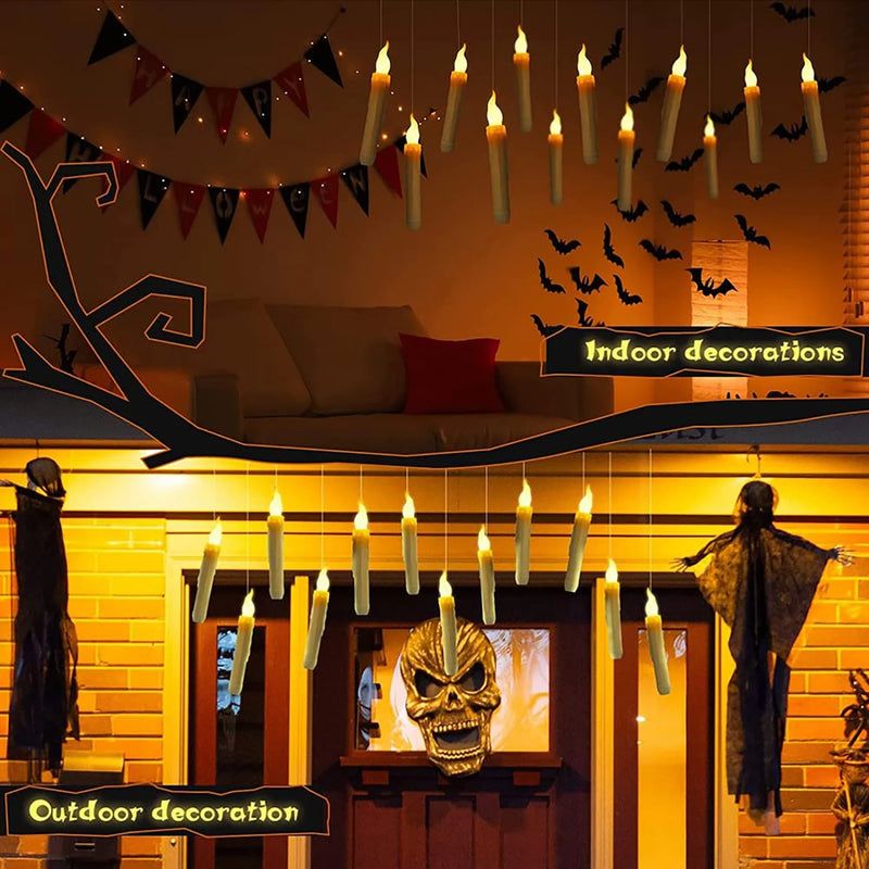 Velas flutuantes de led com varinha acendedora - decoração Harry Potter e Halloween